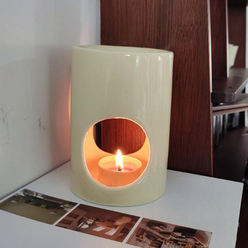 Home Fragrance Oil Burner - Portavelas cilíndrico creativo de Color puro,