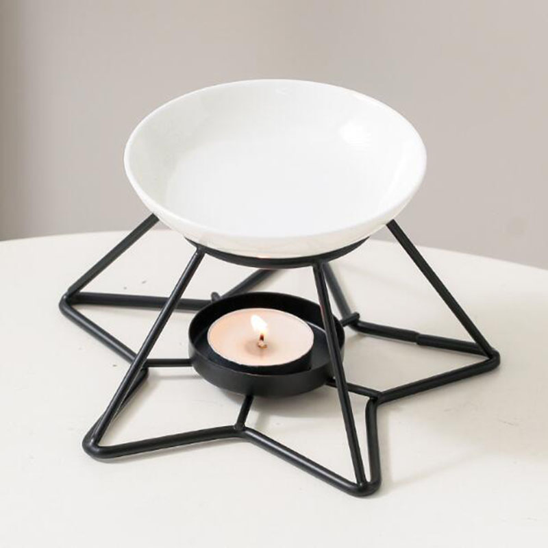 Home Fragrance Oil Burner - Estante de estrella de Metal, cuenco