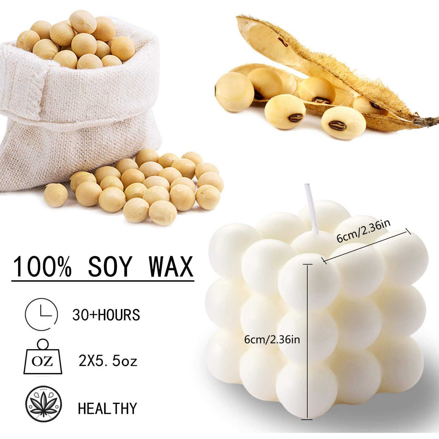 2 piezas de vela de burbujas b - Soy Wax Flake reseña y precio